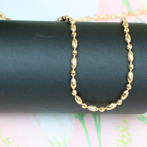 "Elegant Rose Gold Chain Necklace with Intricate Oval Bead Links, XPNL1891 - Picture 5 of 12